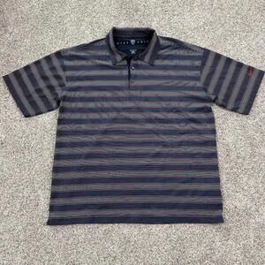 Nike Golf Polo Shirt Mens XL Black Red Striped Collared‎ DriFit UV Golfing